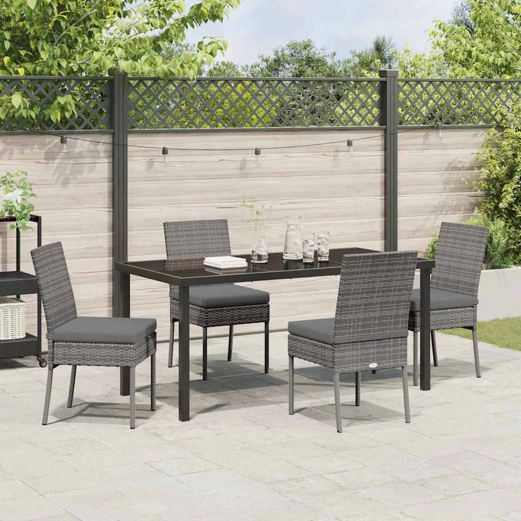 Conjunto de jantar de jardim com 5 peças em rattan sintético cinza.