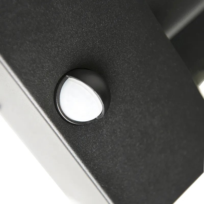 Candeeiro de parede exterior preto com sensor de movimento IP44 - Rotterdam