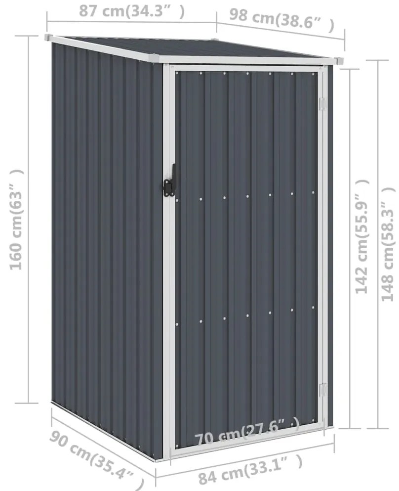 Abrigo de jardim 87x98x159 cm aço galvanizado antracite