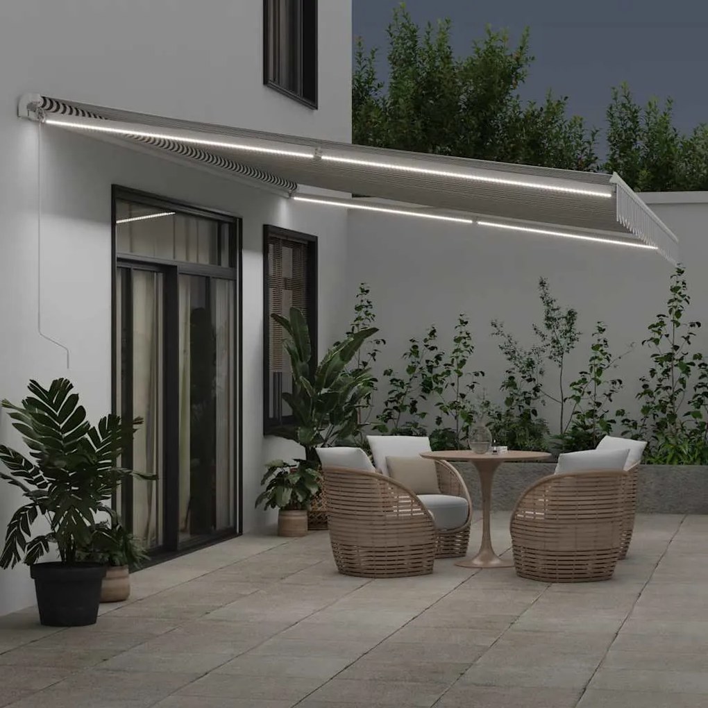 Toldo retrátil manual com LED 600x300 cm antracite/branco