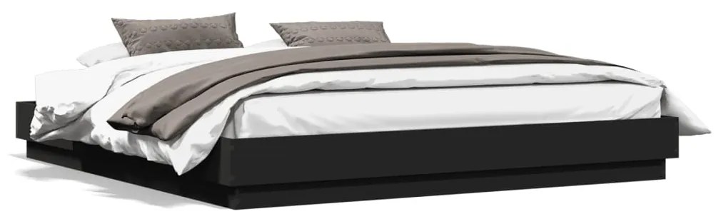 vidaXL Estrutura de cama com luzes LED 180x200 cm preto