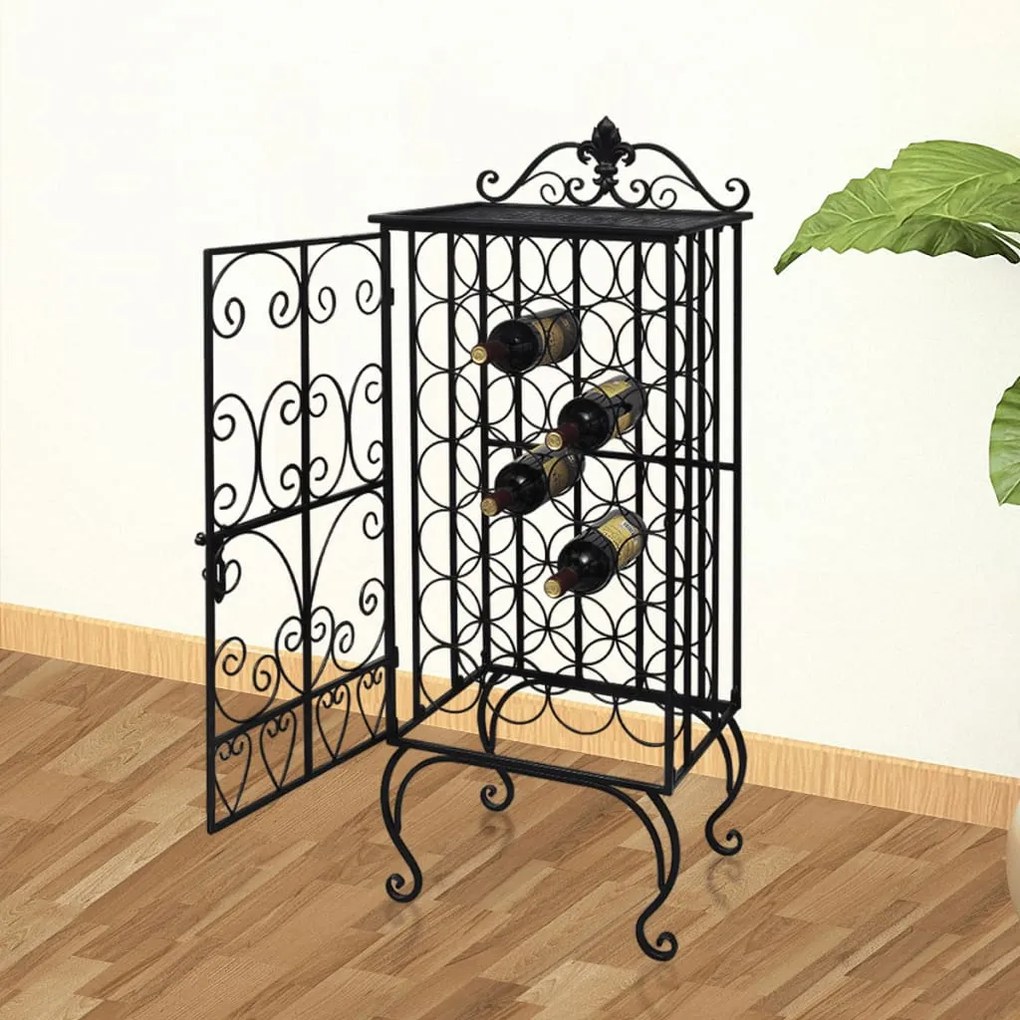 240937 vidaXL Garrafeira, suporte de metal para 28 garrafas de vinho