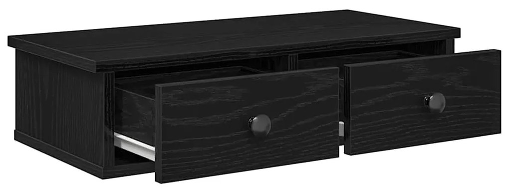 Prateleira parede c/ gavetas 60x28x15 cm deriv. madeira preto