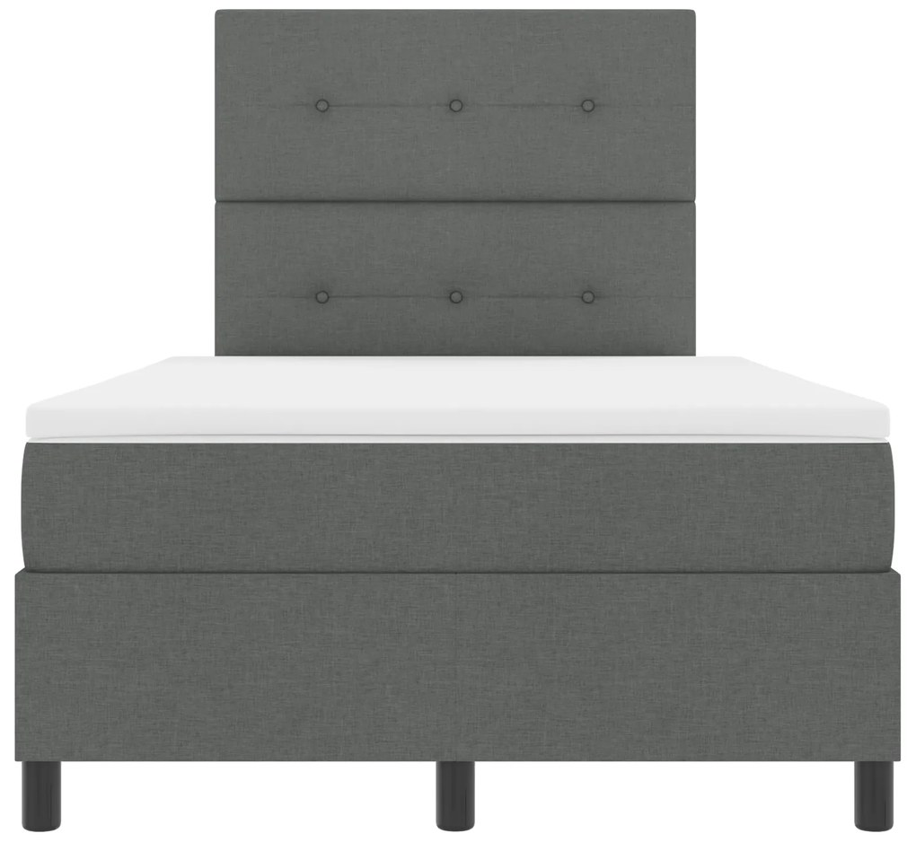Cama Box Spring com Colchão Cinza Escuro 120x200 cm Tecido