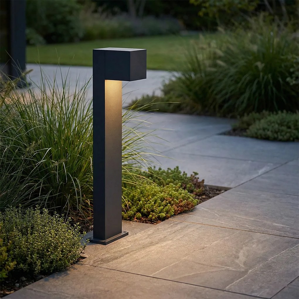 Candeeiro de exterior preto 65cm incl. LED IP64 com luz regulável e solar - Charlene