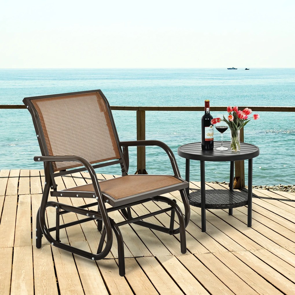 Cadeira de Baloiço Confortável para Pátio de Jardim Pátio Jardim Terraço 63,5 x 73 x 87 cm Castanho