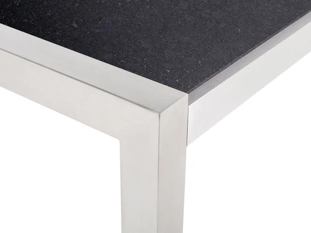 Conjunto de mesa com tampo triplo granito polido preto 180 x 90 cm e 6 cadeiras creme GROSSETO Beliani