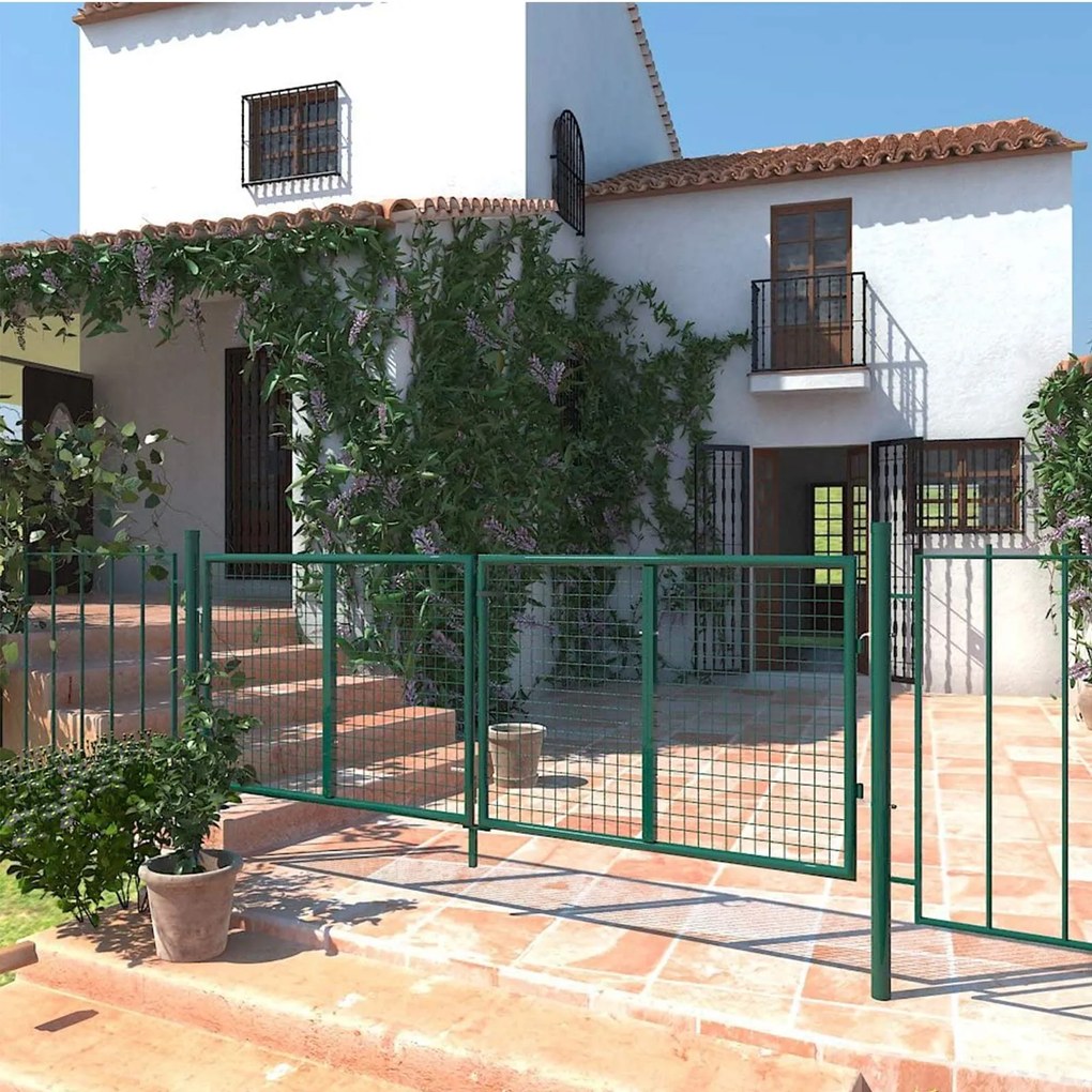 Portão Jardim duplo 310 x 6 x 150 cm aço galvanizado Verde