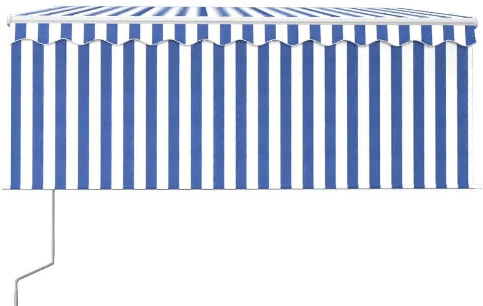 Toldo automático c/ estore/LED/sensor vento 3x2,5m azul/branco