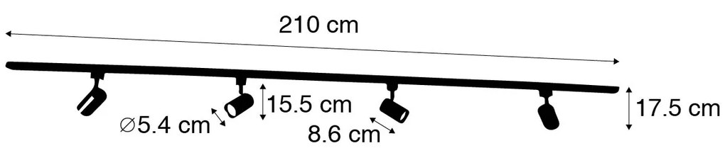 Sistema de iluminação de trilho moderno com 4 focos branco 1-fase - Iconic Yade Moderno