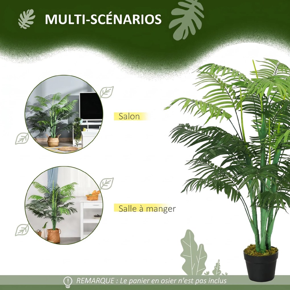 Palmeira Artificial, 16 x 16 x 125 cm, 18 Folhas Grandes, Verde