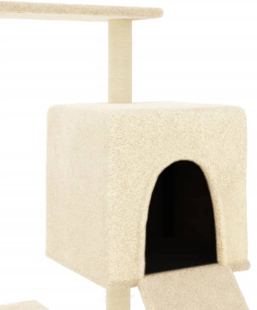 Árvore para gatos c/ postes arranhadores sisal 130,5 cm creme