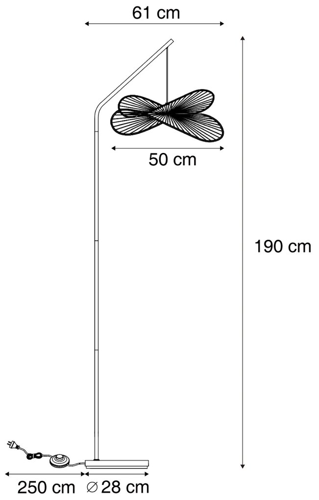 Candeeiro de pé Art Déco preto com abajur preto - Nest Art Deco