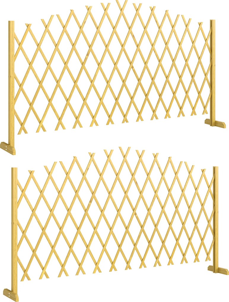 Outsunny Conjunto de 2 Painéis de Vedações de Jardim Exterior Extensíveis de Madeira para Decoração de Terraço 180x30x103 cm Madeira | Aosom Portugal