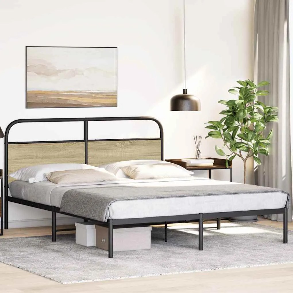 Estrutura cama s/ colchão derivados de madeira carvalho sonoma