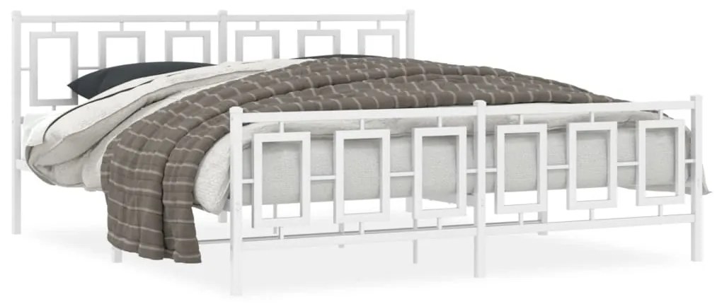 vidaXL Estrutura de cama com cabeceira e pés 183x213 cm metal branco