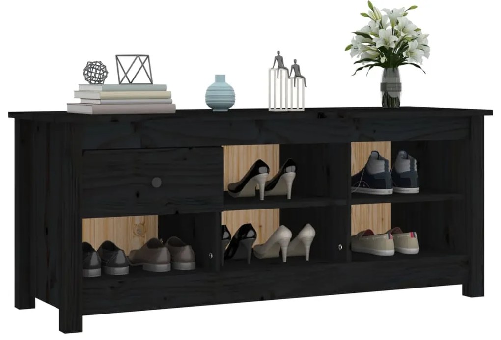 Sapateira 110x38x45,5 cm pinho maciço preto