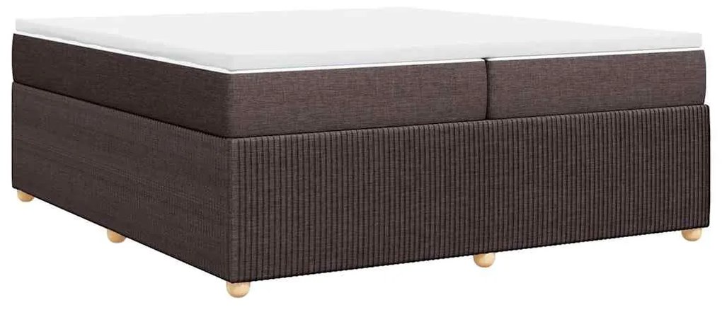 Cama com molas/colchão 200x200 cm tecido castanho-escuro