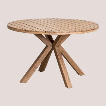 Mesa De Jardim Redonda Em Madeira Naele Ø120 Cm & Castanho Eucalipto - Sklum