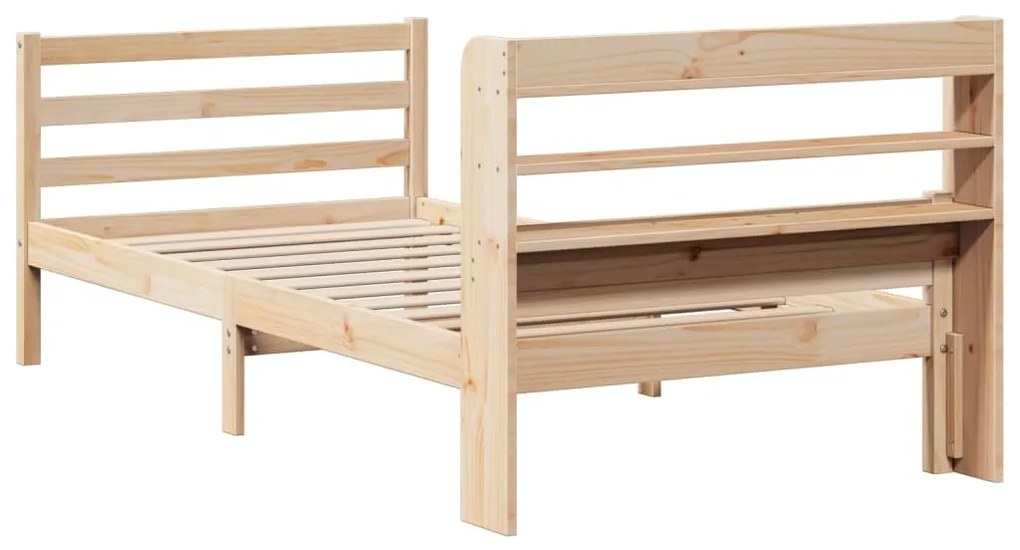 Estrutura de cama com cabeceira 75x190 cm pinho maciço