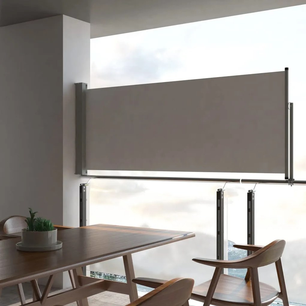 vidaXL Toldo lateral retrátil para pátio 100x300 cm cinzento