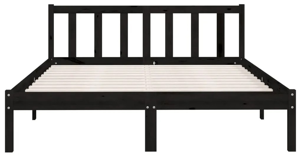 Estrutura de cama casal 135x190 cm pinho maciço preto