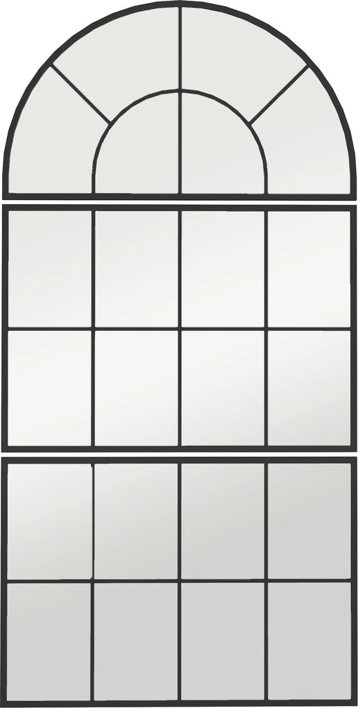 HOMCOM Espelho de Parede 76x149 cm 3 Peças Espelho de Entrada com Moldura de Metal em Forma de Janela para Sala Preto | Aosom Portugal