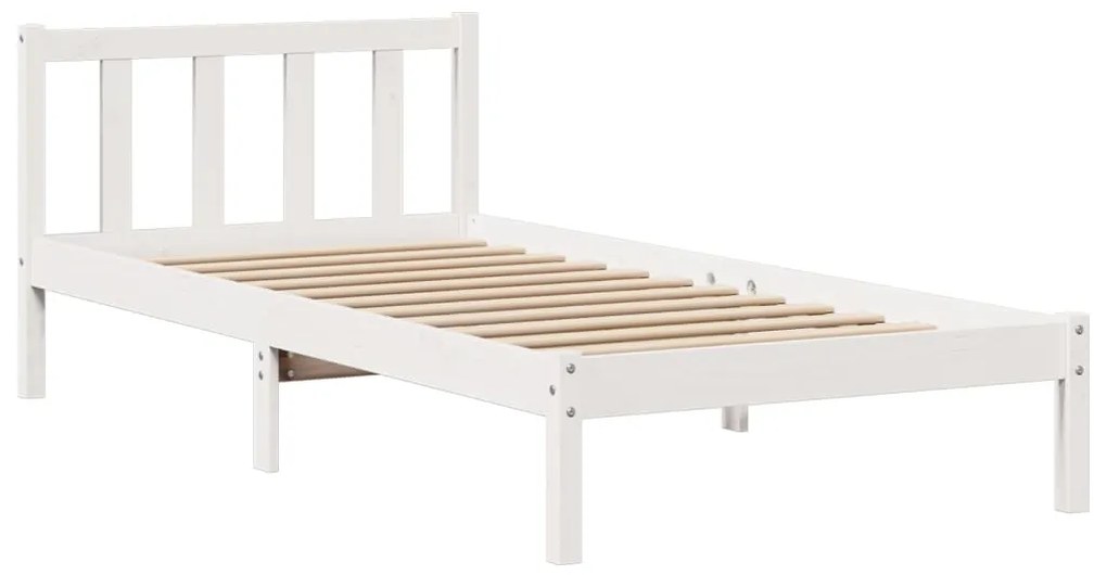 Cama com estante sem colchão 90x190 cm pinho maciço branco
