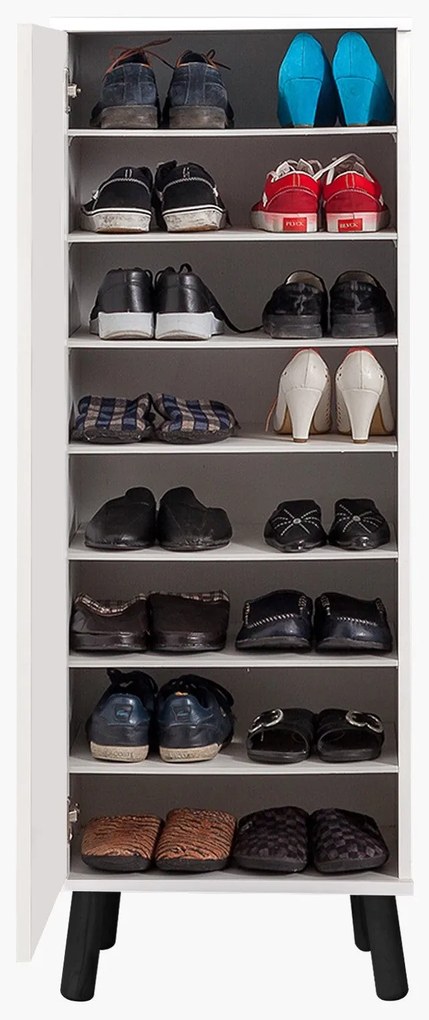 Armário de Sapatos Vegas – Branco/Preto – 50x135x38 cm