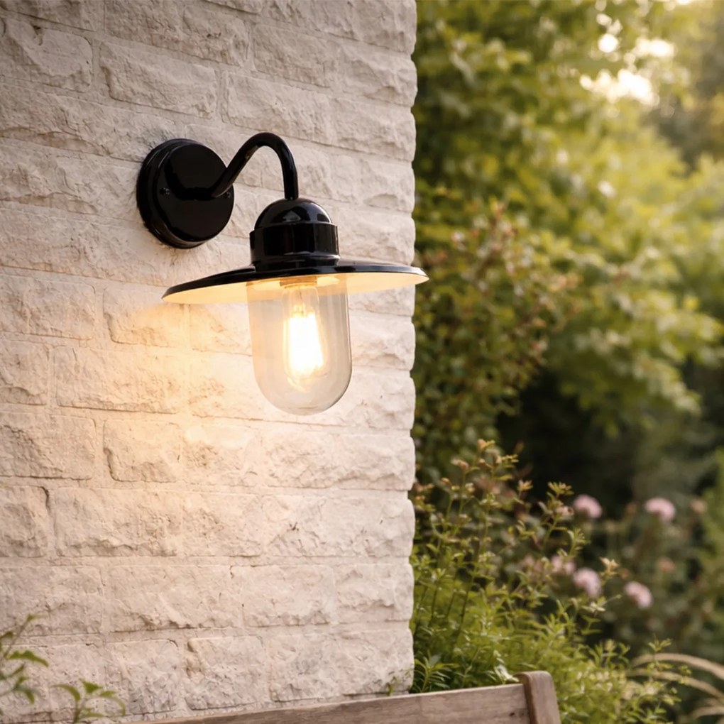 Candeeiro de parede exterior moderno preto IP44 - Kansas