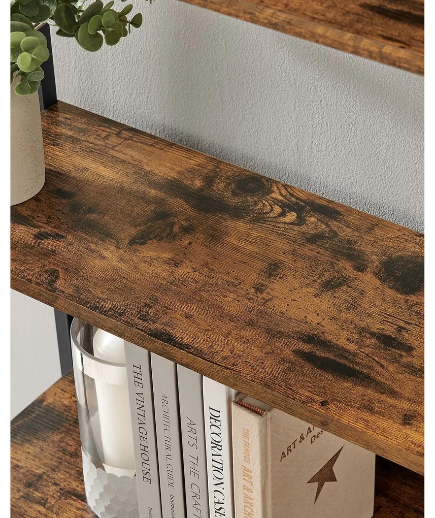 Estante com compartimentos abertos 60 x 24 x 186 cm Castanho Vintage-preto