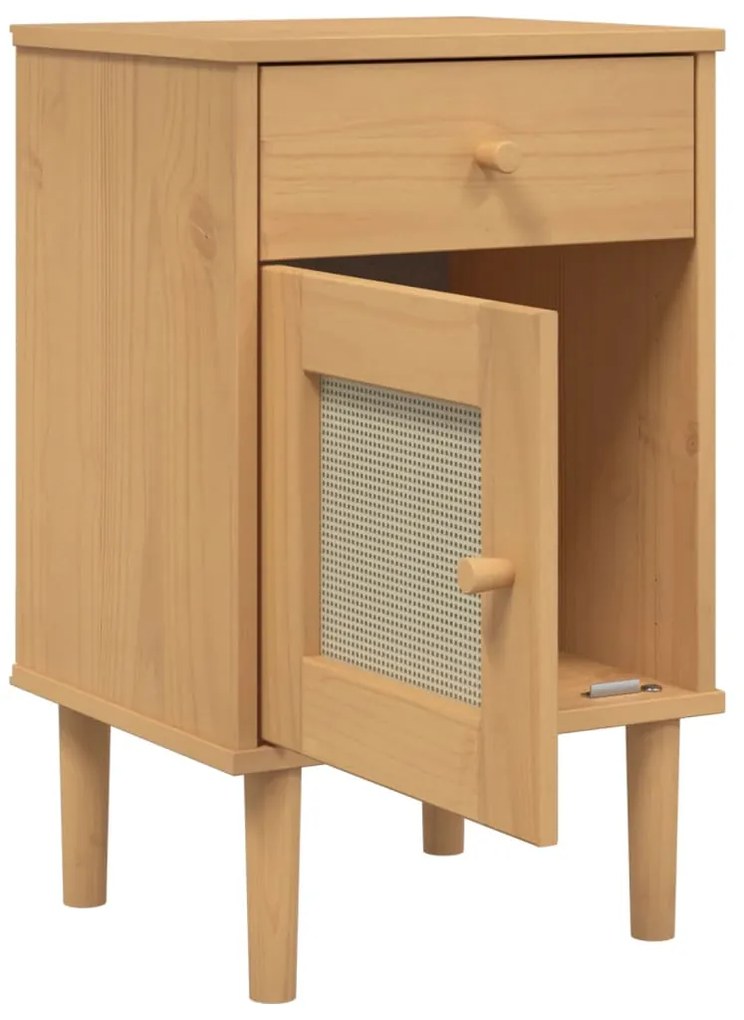 Mesa de cabeceira SENJA 40x35x65 cm pinho maciço castanho
