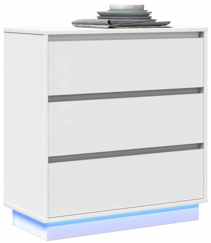 Criado-mudo vidaXL com LED Branco 71x34,5x75 cm Madeira de engenharia
