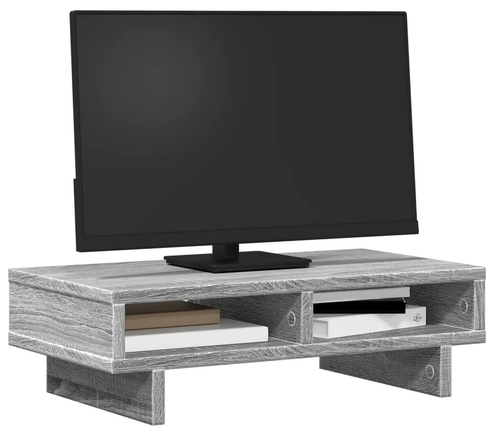 Suporte monitor 50x27x15cm derivados de madeira cinzento sonoma