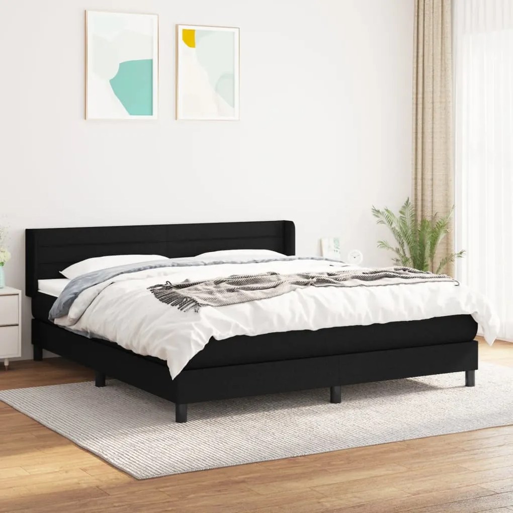 3129811 vidaXL Cama com molas/colchão 180x200 cm tecido preto