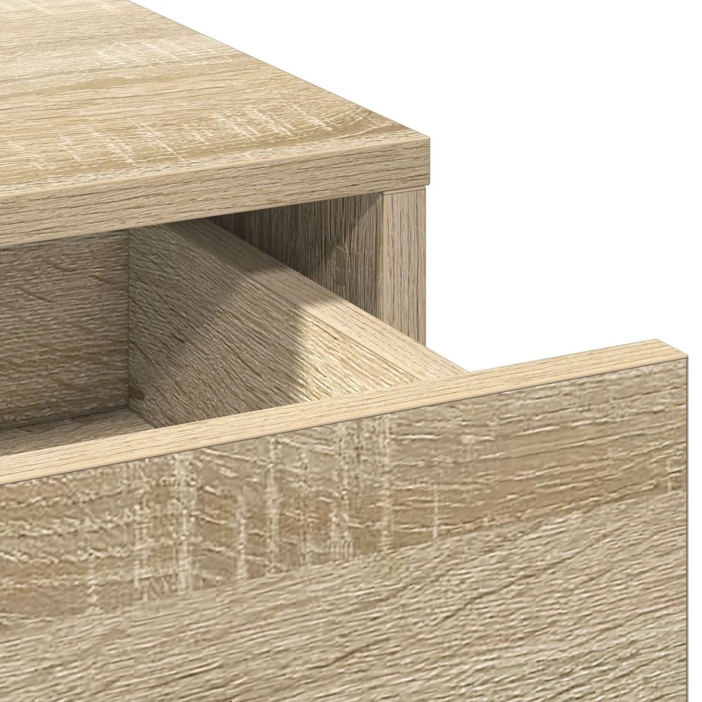 Conjunto de Mesa de Maquilhagem de 2 Peças com LED em Madeira de Carva