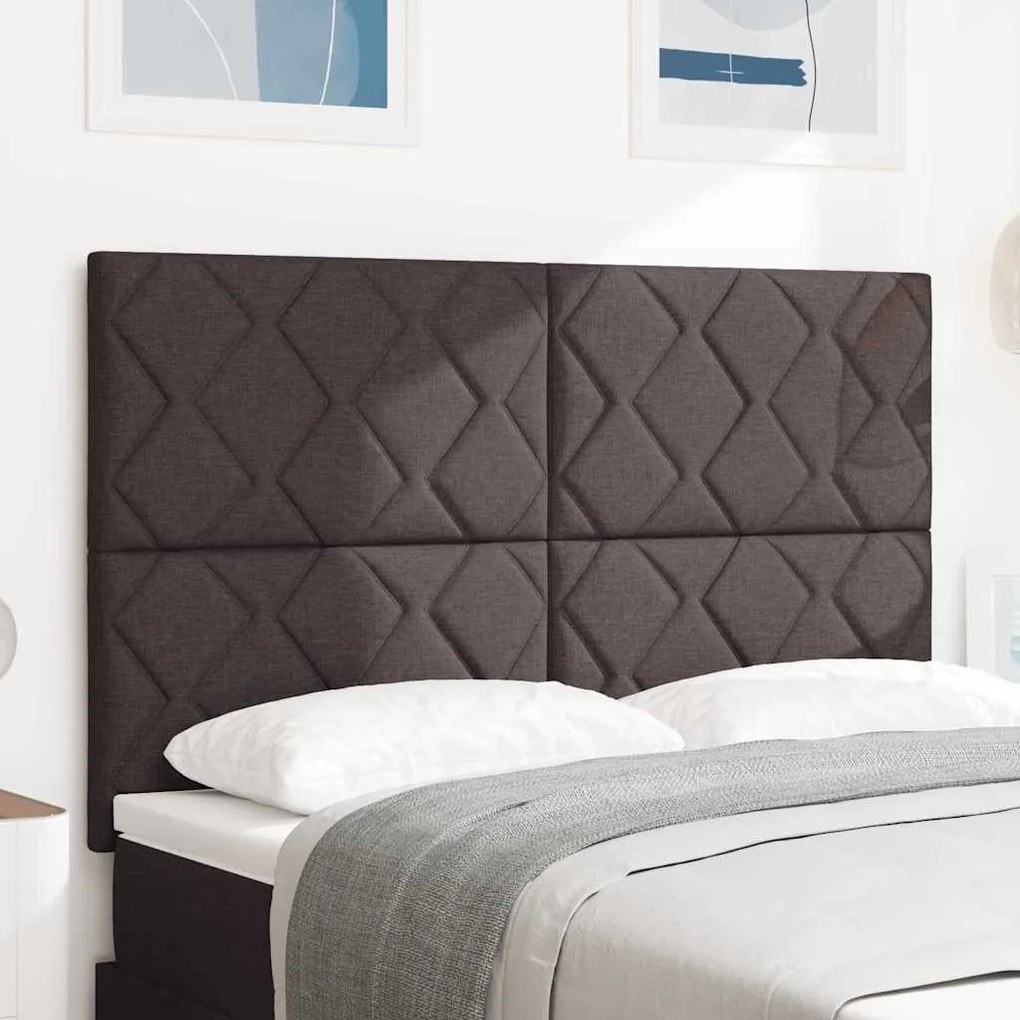 Cabeceira vidaXL Design de Blocos de Diamante Castanha 144 cm Tecido