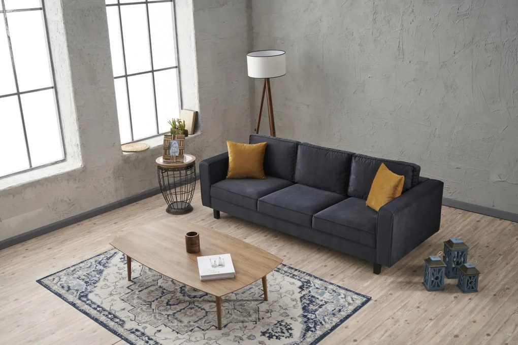 Sofá de 3 Lugares Kale – Antracite – 222x83x91 cm