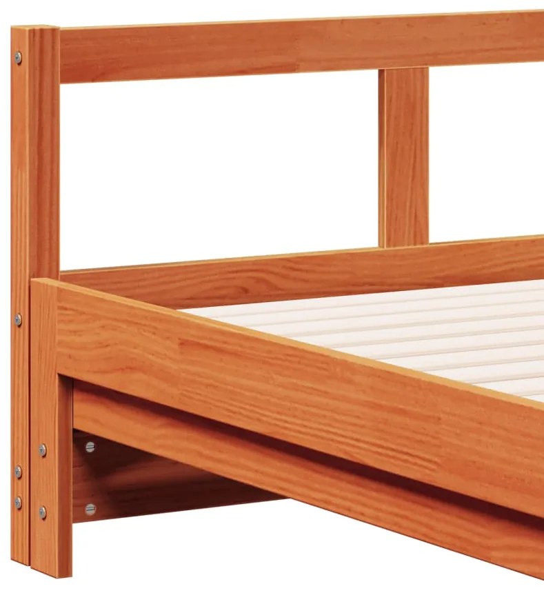 Sofá-cama com gavetão e colchões 80x200 cm pinho castanho-mel