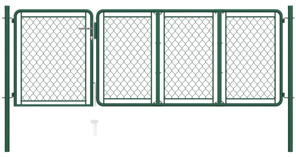 vidaXL Portão de jardim 75x350 cm aço verde