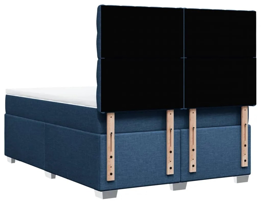 Cama com molas/colchão 140x200 cm tecido azul