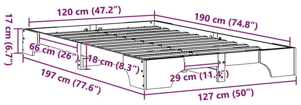 Estrutura de Cama Branca Madeira Maciça 120 x 200 cm Retangular