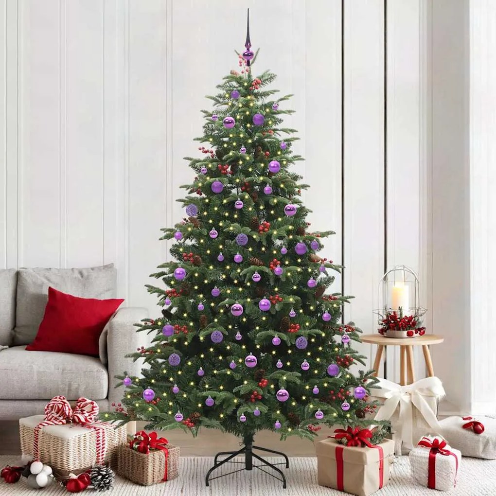vidaXL Árvore de Natal Artificial Verde 210 cm PVC, Metal e Plástico