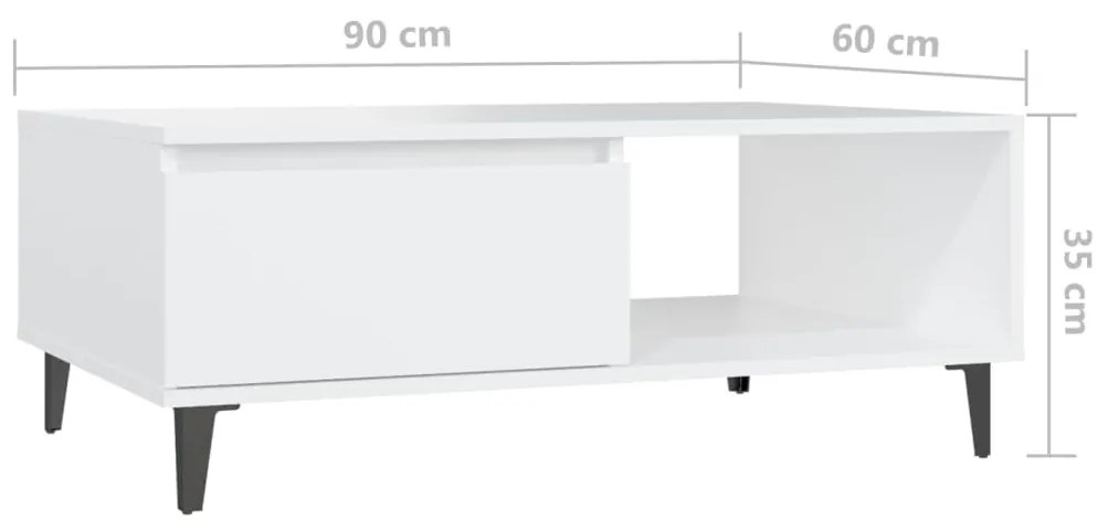 Mesa de centro 90x60x35 cm contraplacado branco