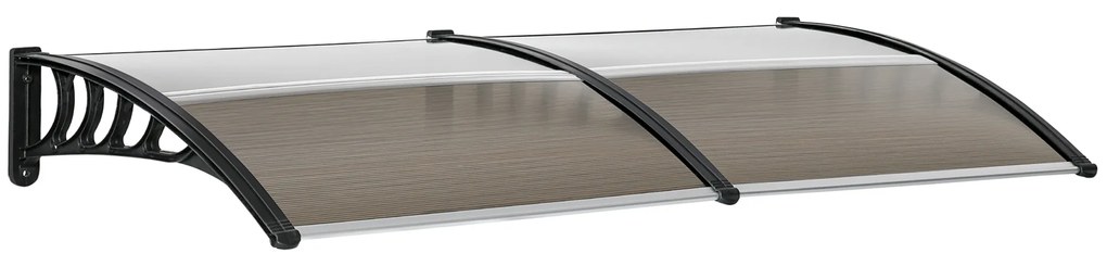 Outsunny Marquise de Proteção 200x96x27 cm Marquise Exterior para Portas e Janelas contra o Sol e Chuva Marrom | Aosom Portugal