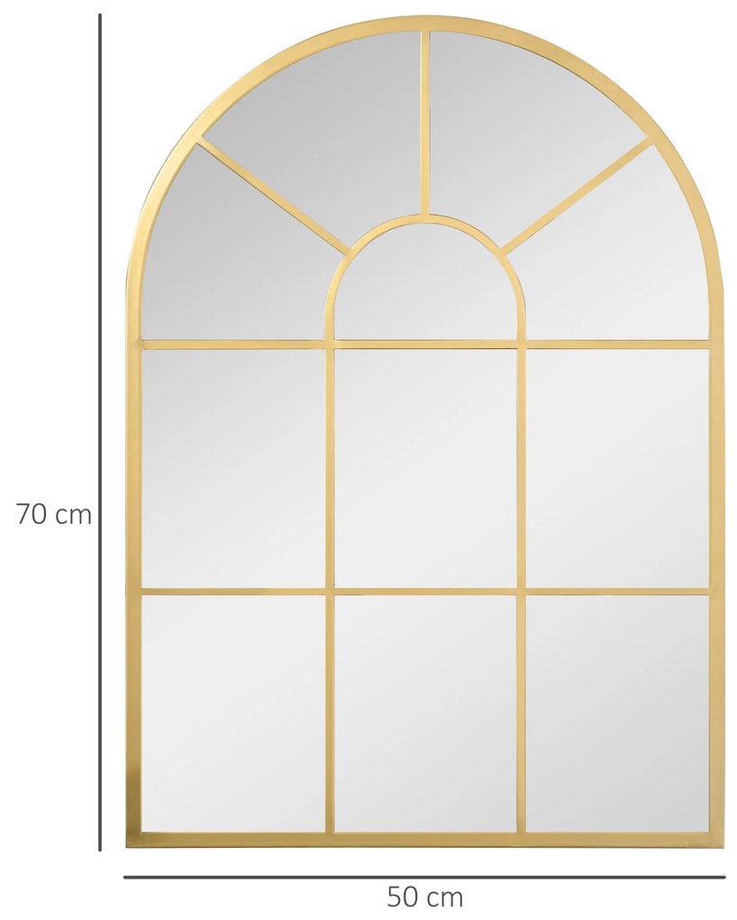 Espelho Decorativo de Parede 50x70cm Espelho de Metal para Sala de Jantar Dormitório Entrada Estilo Moderno Dourado