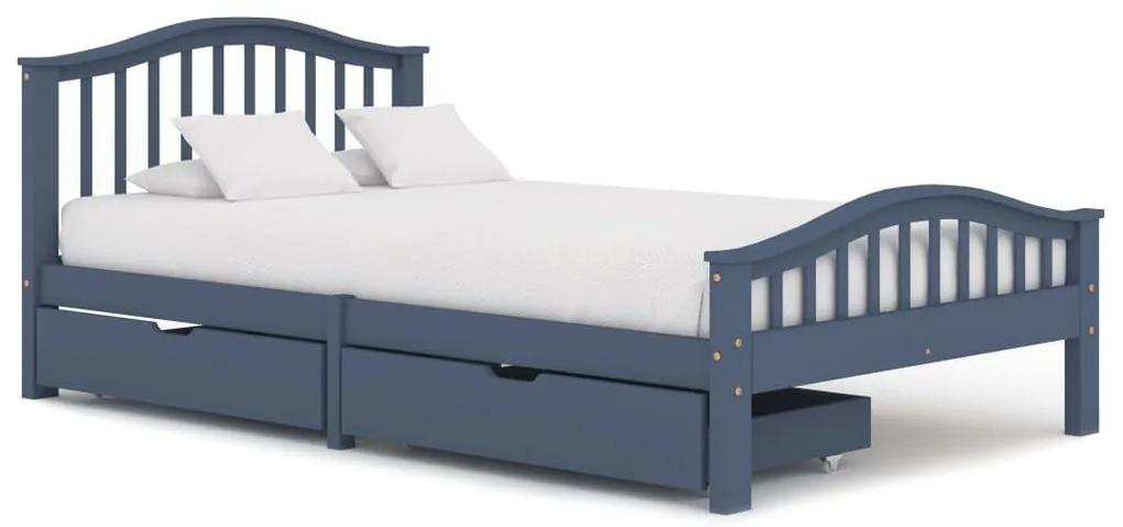 Estrutura de cama c/ 2 gavetas 120x200 cm pinho maciço cinzento