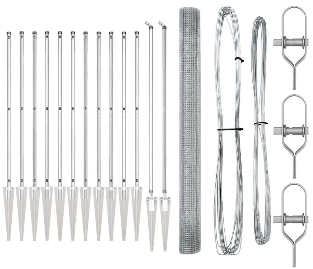 Cerca de Fio Soldado com 13 Postes Spike 1.6x25 m Aço Galvanizado