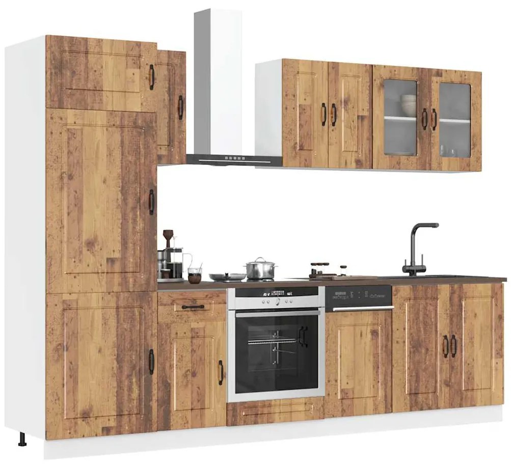 vidaXL 8 peças armário de cozinha conjunto Kalmar madeira velha