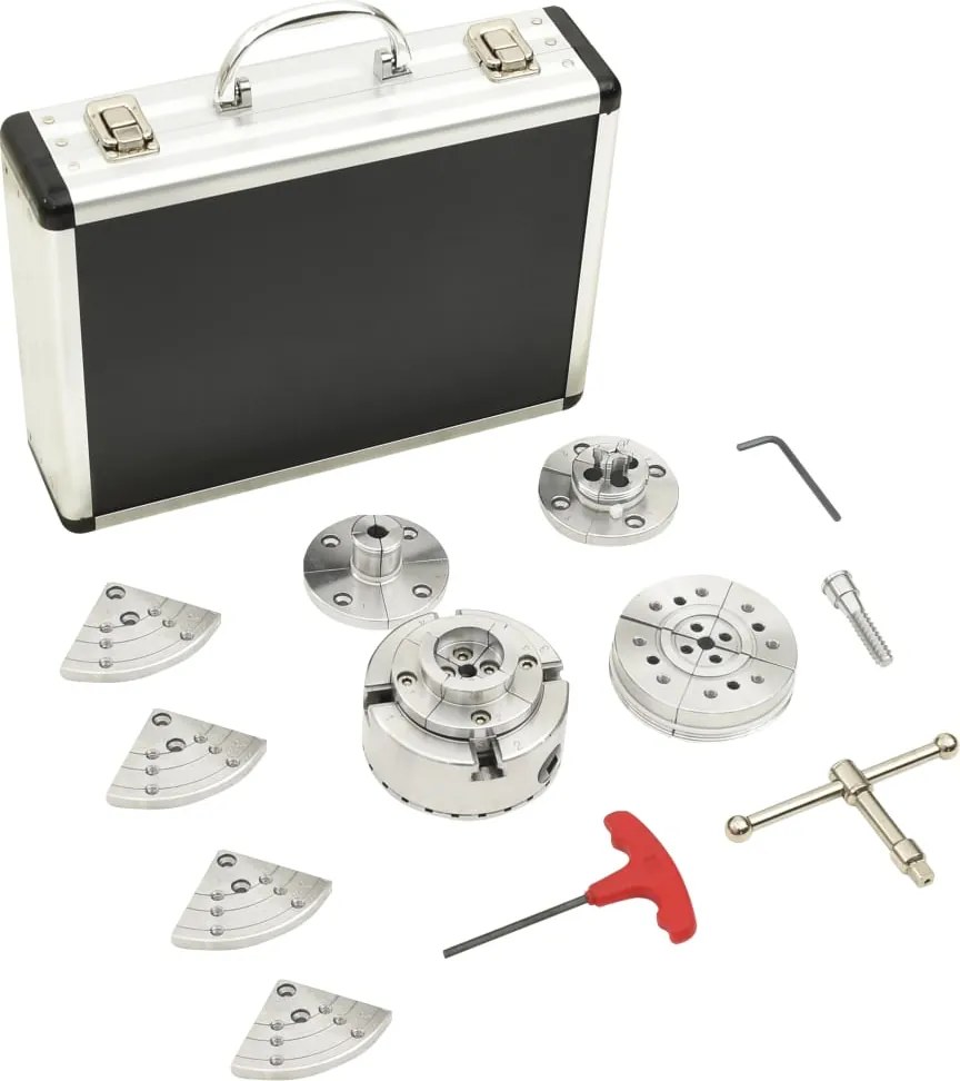 vidaXL Conjunto de mandril de madeira autocentrante para 95 mm aço